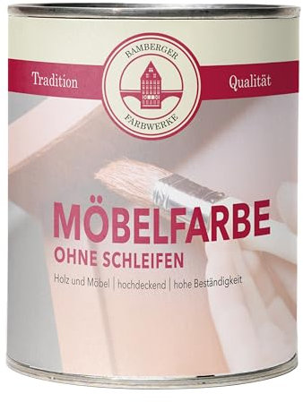 Bamberger Farbwerke Möbelfarbe ohne Schleifen matt (Kreidefarbe für Holz & Metall) (Cremeweiss matt, 750ml)
