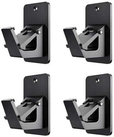 Universal Curtain Rod Holders, No Drill Curtain Rod Brackets, Self 3M Adhesive Curtain Rod Brackets Up to 30 LB, Nail Free Curtain Rod Hooks for Bathroom, Bedroom, Livingroom, Kitchen (4PC, Black)
