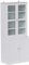 HOMCOM Modern Bookcase with Glass Doors, Display Storage Cabinet with Adjustable Shelves for Living Room, Study, Home Office, Kitchen Cupboard with Small Open Counter, White and Natural