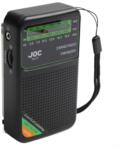 Radio Portátil Compacta AM/FM/SW con Batería Recargable 1000mAh, Altavoz 3W, Diseño de Bolsillo 116.2x70.5x31.6mm, Receptor Transistor Pequeño, Carga Tipo C, para Exterior(Black)