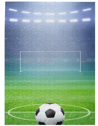 Jigsaw Puzzles 500 Pieces for Adults Families Puzzle Game for The Whole Challenging Puzzles,Football Green Stadium Lights Soccer