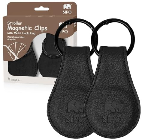 SIPO Magnetclips 2er Set Schwarz – Universal Befestigung für Kinderwagen & Babysitz | Extra-stark, Modernes Design, Tragkraft bis 1 kg