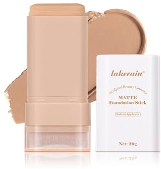 Matte Foundation Stick with Brush – Waterproof & Long-Lasting Cream Foundation, Hydrating Tinted Moisturiser, Full Coverage & Lightweight Makeup Stick for Smooth Even Skin Tone – 20g (#4 Wheat)
