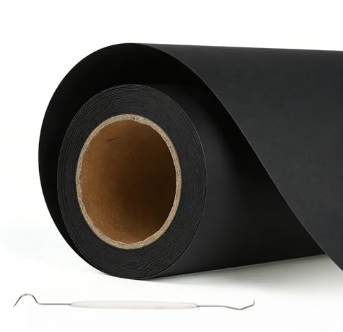 XAHMBSS Rouleau Flex Thermocollant pour Tissu 30cmx 400cm,Vinyle de Sublimation Flex Thermocollant pour Tissu Coton, Facile à Couper et à Désherber (Noir)