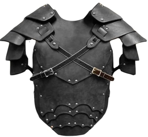 Mittelalterlicher Ritter-PU-Leder-Brustpanzer für Herren, verstellbares Wikinger-Brustpanzer-Kostüm für Halloween-Cosplay-Party