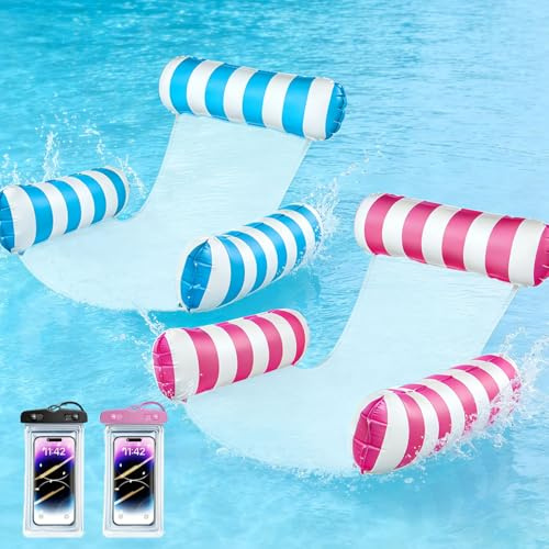 Colchoneta Piscina XL,2pcs Flotadores Piscina 4 in 1Múltiple con Respaldo y Reposabrazos,Portátil Hinchables para Piscina para Playa Mar Vacaciones Adultos& Niños(Estilo#1)