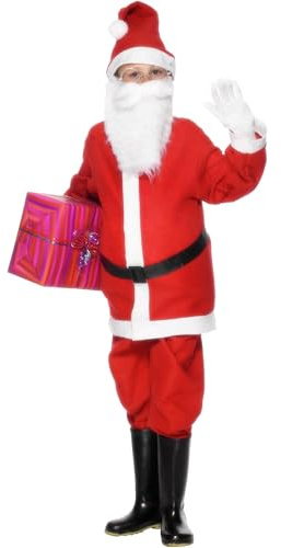 Smiffys, Kinder Jungen Weihnachtsmann Kostüm, Jacke, Hose, Mütze und Gürtel, 21478