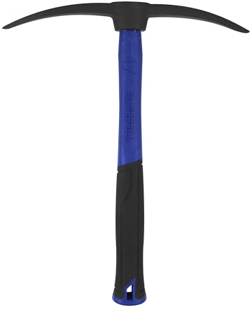 Faithfull Mortar Pick Double Point with Fibreglass Shaft – Dual-Pointed Bricklayers Pick with Black Steel Powder-Coated Finish & Non-Slip Grip for Masonry & Demolition – 300mm (12in)