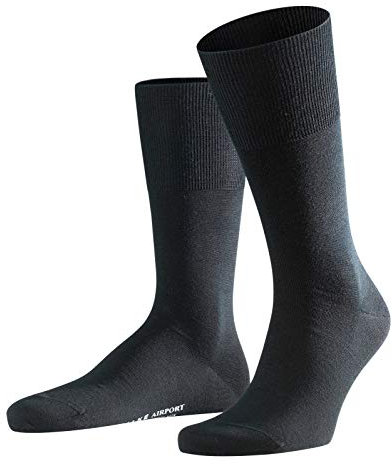 FALKE Herren Airport Socken Atmungsaktiv Klimaregulierend Geruchsneutralisierend Wolle Baumwolle Dünn Einfarbig Elegant Flachnaht im Zehenbereich für Kleid Casual Business Looks 1 Paar, schwarz -