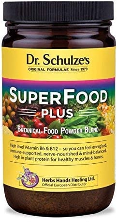 Dr. Schulze's Original Superfood Plus 400g - Vegan, Green, Phytonutritional Smoothy Powder - High Levels of B6, B12 and Protein
