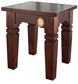 MASSIVMOEBEL24.DE Oxford Hocker Akazie, Farbe:Dunkelbraun, Größe:Hocker (42x42)