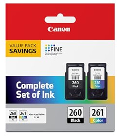 Canon PG-260 / CLI-261 Genuine Ink Value Pack (2 Cartridges), Compatible with TS5320, TR7020