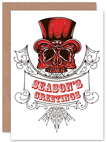Wee Blue Coo CARD MERRY CHRISTMAS XMAS SKULL TOP HAT SEASON'S GREETINGS GIFT