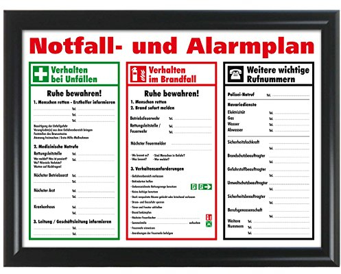 kaufdeinschild A3 schwarzer Rahmen Schild Aushang Notfallplan Alarmplan gerahmt zum beschriften