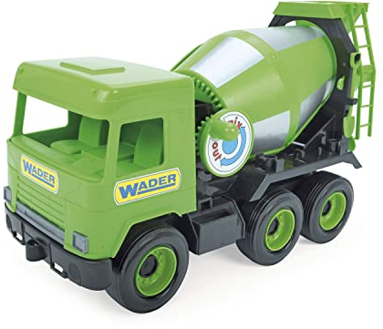 Wader Middle Truck grüner Betonmischer im Karton, realistischer Fahrmischer, rotierender Behälter mit Kurbel, L = 43 cm, robuste Konstruktion, ab 3 Jahre