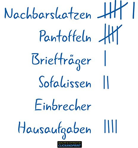 CLICKANDPRINT Aufkleber » Strichliste Hund, 80x74,8cm, Enzian • Wandtattoo/Wandaufkleber/Wandsticker/Wanddeko/Vinyl