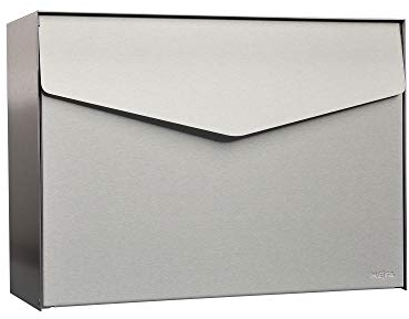 ME-FA MEFA Briefkasten Letter 112 (Farbe Edelstahl, Postkasten mit Sicherheitsschloss, Designbriefkasten, Größe 312x430x128 mm) 112030DE
