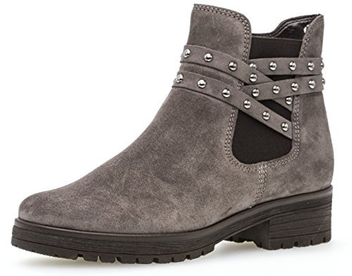 Gabor Damen Stiefelette 92.094,Frauen Stiefel,Boot,Halbstiefel,Damenstiefelette,Bootie,Nieten,Blockabsatz 2.5cm,Einlegesohle,G Weite (Normal),Wallaby (Mel.),UK 4