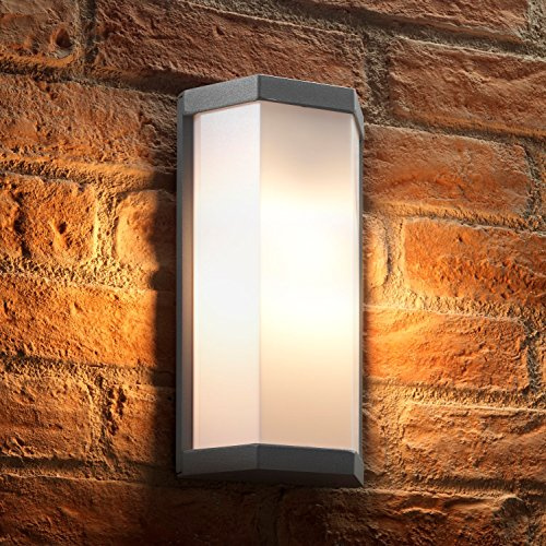 Auraglow Ultra Modern 5w LED Garden Outdoor LED Wall Light - Warm White | Aluminium fitting with diffuser, 40W equivalent bulb included, weather resistant, for porch and house front