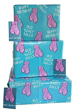 Funny Birthday Gift Wrapping Paper for Men Rude Theme 6 Sheets +6 Gift Tags. Also Perfect for Anniversary & Valentine's Day