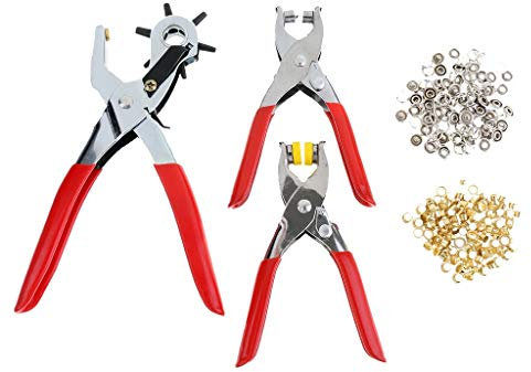 Tubayia Kit de perforatrice rotatif pour cuir + pince à œillets + pince à bouton-pression pour chaussures vêtements réparation