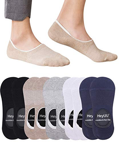HeyUU 10 Paar Herren & Damen Baumwolle Füßlinge Unsichtbare Sneaker Socken Mit 8 Rutschfeste Silikonstreifen(10x Gemischt,35-38)