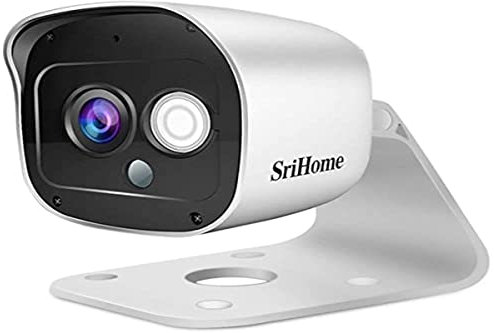 SriHome Telecamera di sorveglianza WiFi 1296P Wireless Interno/Esterno Telecamera di Sicurezza IP66 Impermeabile con Visione Notturna Sensore di Movimento Audio Bidirezionale