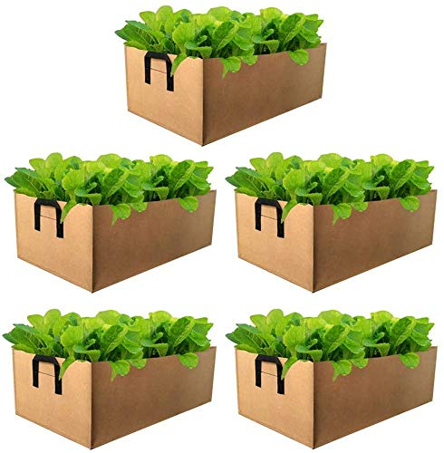 Nicole Knupfer 5 Stück Kartoffel Pflanzsack, Pflanzen Tasche, mit Griffe Pflanze Grow Bag, dauerhaft AtmungsaktivBeutel Gemüse Grow Bag Pflanztasche (60 * 30 * 20cm,Braun)