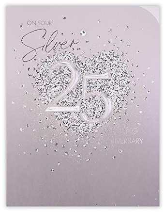 Clintons: Bling Heart Glückwunschkarte zum 25. Hochzeitstag, 11 x 15 cm