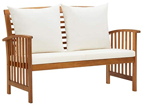 Tidyard Gartenbank Holz Parkbank 2-Sitzer Bänke mit Sitzpolster Rückenkissen Gartenmöbel Massivholz 119 x 67 x 83 cm