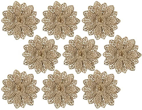 BWG Weihnachtsbaumschmuck, Lotusblüte, 10 cm, champagnerfarben, goldfarben, 9 Stück