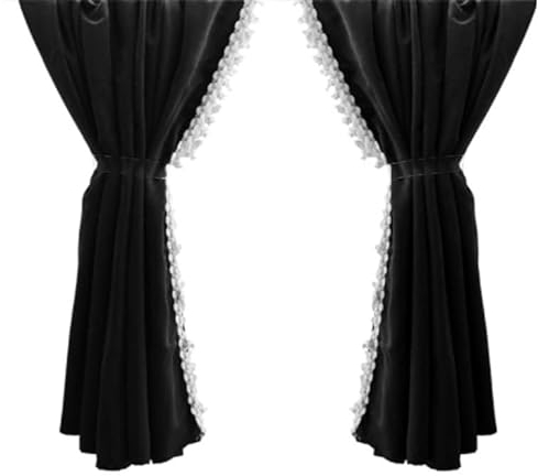 VNVIS 2 Stück Vorhänge links und rechts schwarz + Dekoration für LKW Scania R S G V8 L P Serie, Man TGX TGA TGL TGS TGM TGE, DAF CF XG XF LF, Gesamtlänge 480 cm