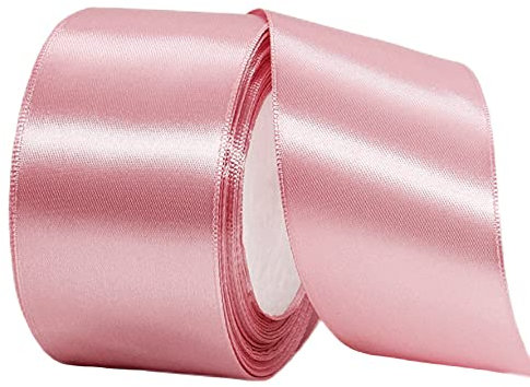 22m Satinband Geschenkband Bohne Rosa 50mm Breit,Auto Seidenband Rosa Dick Schleifenband Satin Dekoband Geschenkverpackung Deko Band Stoffband für Halloween Weihnachten Hochzeit Taufe Geburtstag DIY