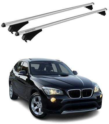 OMAC Menabo Dachträger für BMW X1 E84 2009-2015 Aluminium 2tlg Silber | Abschließbar, bis 75 kg Traglast, für geschlossene Dachreling geeignet, Grundträger, Querträger