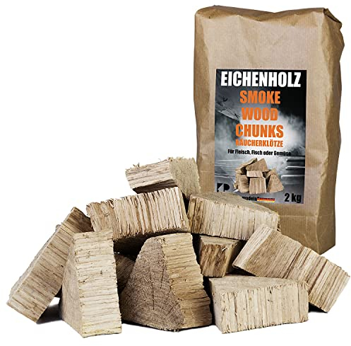 Trozos para Fumar Roble leña Madera 2 kg XXXL Ahumado Madera para Fumar Kingpower
