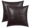 BRAWARM Kunstleder-Kissenbezüge, 45,7 x 45,7 cm, Siegel, braune Leder-Kissenbezüge, handgenäht, dekorative Dekokissen für Couch, Sofa, Bett, Wohnzimmer, Zuhause, Garten, 2 Stück