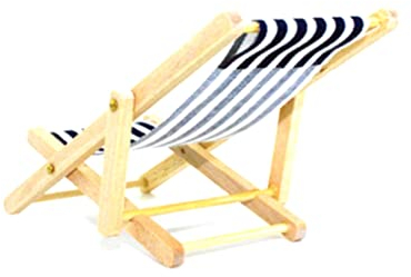 NIDONE Puppenhaus Liegestuhl Miniatur Holz Klappstuhl Strandstuhl Mini Gestreifte Chaise Longue Modell Zufällige Farbe Mini Stuhl