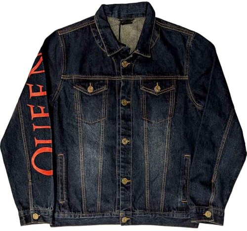 Queen Denim Jacket Classic White Crest Band Logo Official Unisex Blue