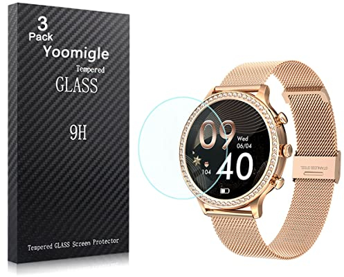 Yoomigle 3 Unidades Protector de Pantalla Compatible con AKUMAKA 1.32 Cristal Vidrio Templado para ZKCREATION 1.32 Pulgadas XINGHESF 1.32 Smartwatch
