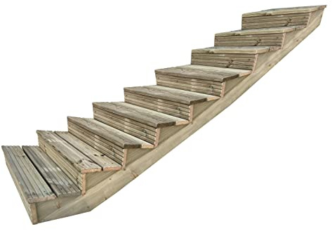 Arbor Garden Solutions decking step stringer kit, raised garden stairs (9 steps, 90cm width, rustic brown finish)