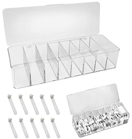 Plastik Kabel Aufbewahrung,Kabelbox Kunststoff mit Deckel,Kabel aufbewahrungsbox,mit Abdeckung und 10-Kabelbinder, für Kabelsortierung, Büro, Zuhause, Zubehöraufbewahrung (8 Fächer)