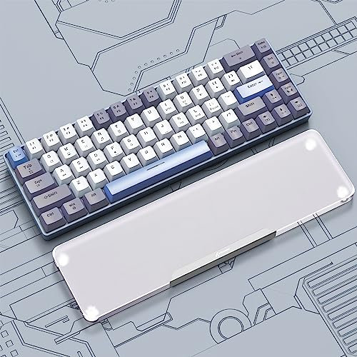 Acrylic Gaming Keyboard Wrist Rest,Clear Ergonomic Palm Rest with Anti-Slip Base,Customized Metal CNC Aluminum Alloy Logo for Compact 60% Computer Keyboard,Office,Home,Laptop,Mac,Easy Typing-Sliver