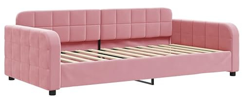 vidaXL Tagesbett, Gästebett 2-in-1, Sofabett Schlafsofa für Schlafzimmer Wohnzimmer, Bettsofa Sofa, Modernes Design, Rosa 100x200cm Samt
