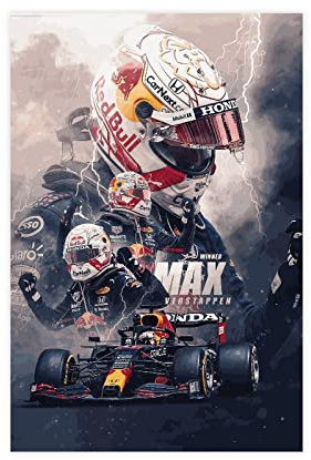 OakiTa World Formula 1 Driver Max Verstappen Poster 8 Leinwand Poster Schlafzimmer Dekor Sport Landschaft Büro Zimmer Dekor Geschenk Unrahmen-Stil 20 x 30 cm