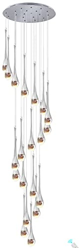 Silber SpiralföRmiger Regentropfen Kristall Kronleuchter,Kronleuchter Modern 3000–6000 K Dimmbare Led Lampe,16-Flammige Kronleuchter-Deckenleuchte FüR Die Villa,TreppenhäUser,Foyers Und Wohnzimmer