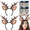 Johiux Rentier Haarreif Reh Kostüm Damen Kinder Geweih Haarreif Rentier Kostüm,Mardi Gras Weihnachten Halloween Kostüme Cosplay Party Hirsch Kostüm Zubehör Rentier Gesicht Aufkleber. (Braun 2)