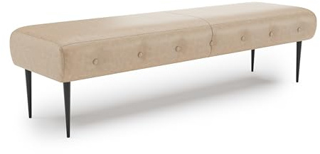 CAVADORE Sitzbank Amba, Trendige Polsterbank 3-sitzig für Küche, Esszimmer oder Wohnküche / Küchenbank passend zum 3-Sitzer Amba / 159 x 52 x 54 / Hochwertiges Mikrofaser: Beige