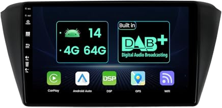 MISONDA Eingebaut DAB+ Doppel-DIN Android 14 Autoradio 4 GB + 64 GB Für Skoda Fabia 3 III 2015–2019, Kamera und Mikrofon Unterstützt WiFi/GPS/Carplay/DSP/Fast Boot/BT/RDS 9 Zoll IPS