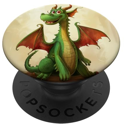 Freundlicher grüner Drache mit verspieltem Ausdruck PopSockets mit austauschbarem PopGrip
