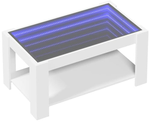 vidaXL Table Basse avec LED Blanc 93x53x45 cm Bois d'ingénierie
